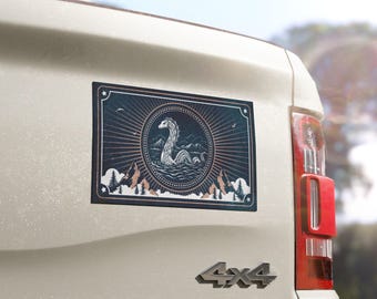 Loch Ness Monster Car Magnet | Nessie Cryptid Magnet | Scottish Folklore Art | Sea Serpent Lake Monster Fan Gift