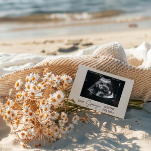 Beach Pregnancy Announcement Digital Summer Pregnancy Announcement Template Boho Baby Announcement Digital Neutral Social Media Reveal