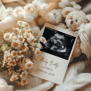 Daisy Flower Pregnancy Announcement Digital Download Boho Baby Announcement Digital Pregnancy Announcement Template Social Media Reveal