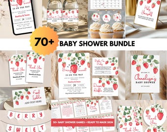A Berry Sweet Baby Shower Bundle Template Editable Strawberry Baby Shower Invite Berry Baby Shower Invitation Fruit Baby Shower Theme BS004