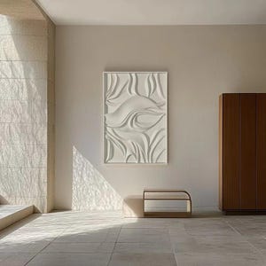 white textured sculpture home decor- modern wall art- 3d vision board