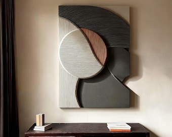 Handmade Abstract 3D Wood Wall Art – Modern Geometric Sculpture