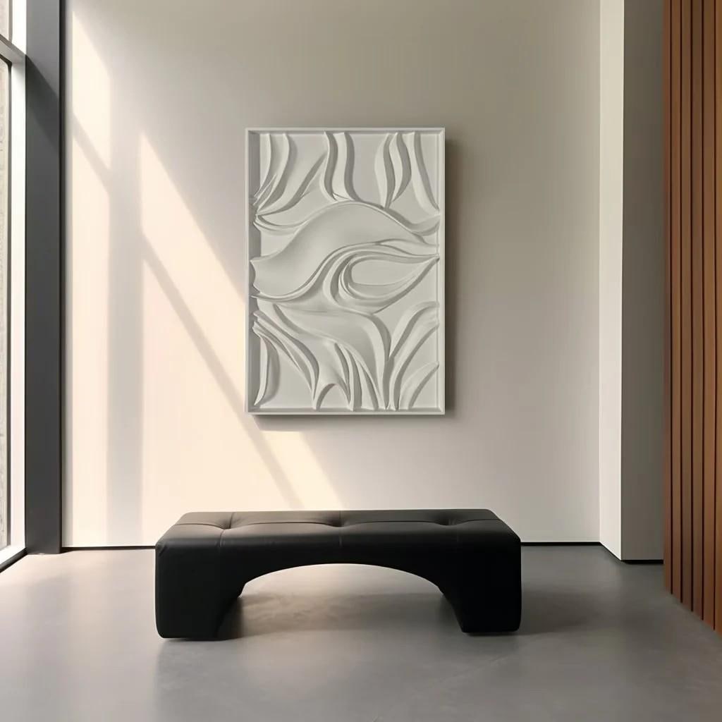 View of White Textured Sculpture Home Decor- Modern Wall Art- 3d Vision Board ...