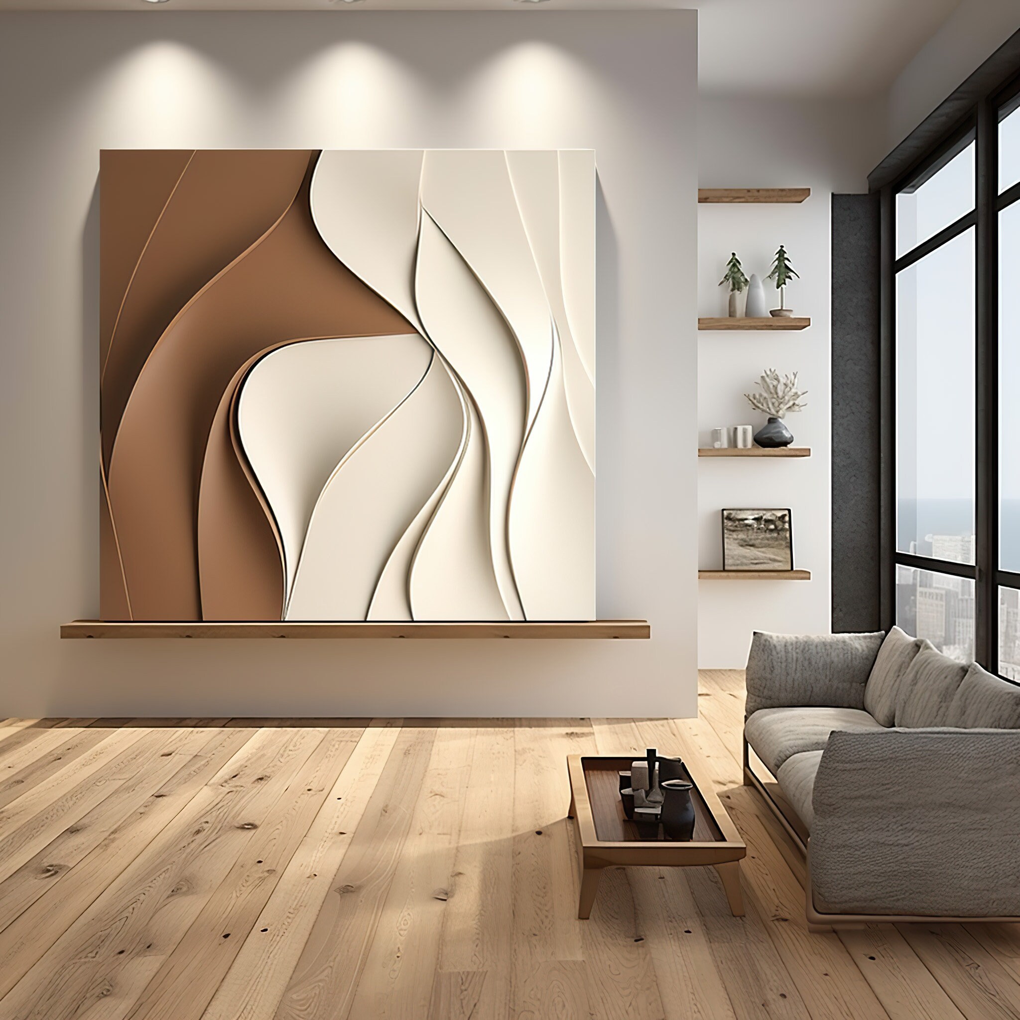 Wave Stripe Decorated Wooden Board- Decorative Wall Hanging- Texture ...