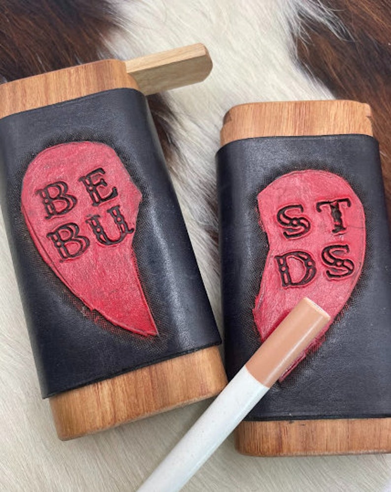 Best Buds BFF Leather Wrapped One Hitter or Dugout Pipe image 2