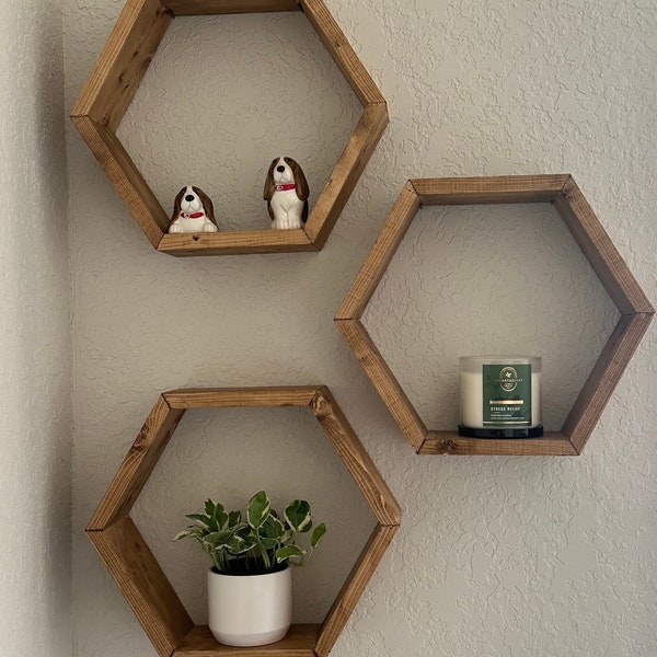 Modern Floating Hexagon & Honeycomb Shelves - Large, Stylish Storage Solutions for Your Home!- Large Hexagon shelf, hexagon shelves.