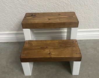 Rustic Wooden 2-Step Kids' Step Stool - Children's Furniture- Children's step stool