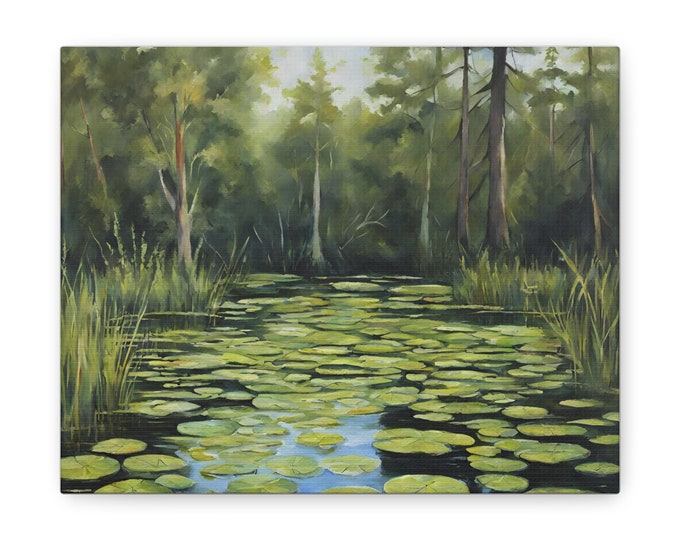 Enchanting Lily Pad Swamp: Gallery Canvas Art | Nature-Inspired Decor