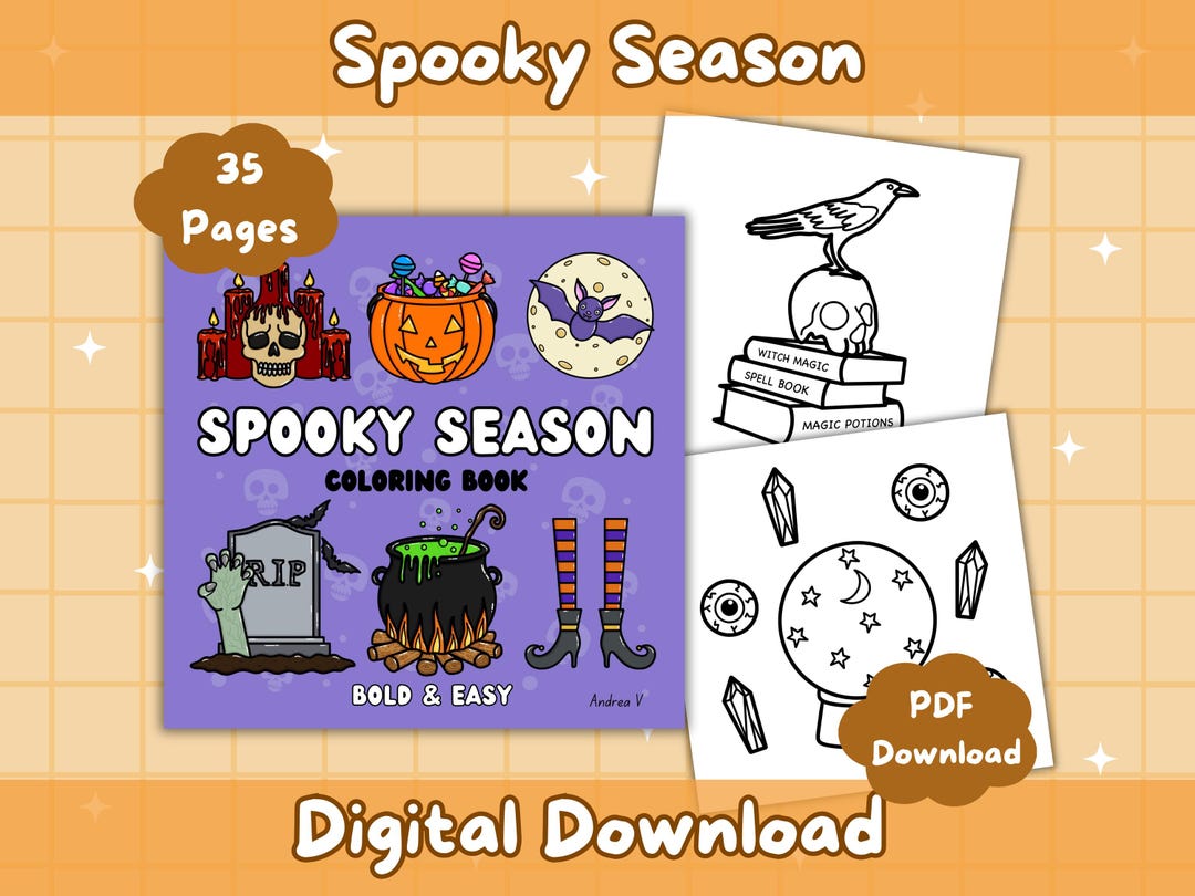 Spooky Season Coloring Book | 35 Halloween Pages (PDF) - Etsy