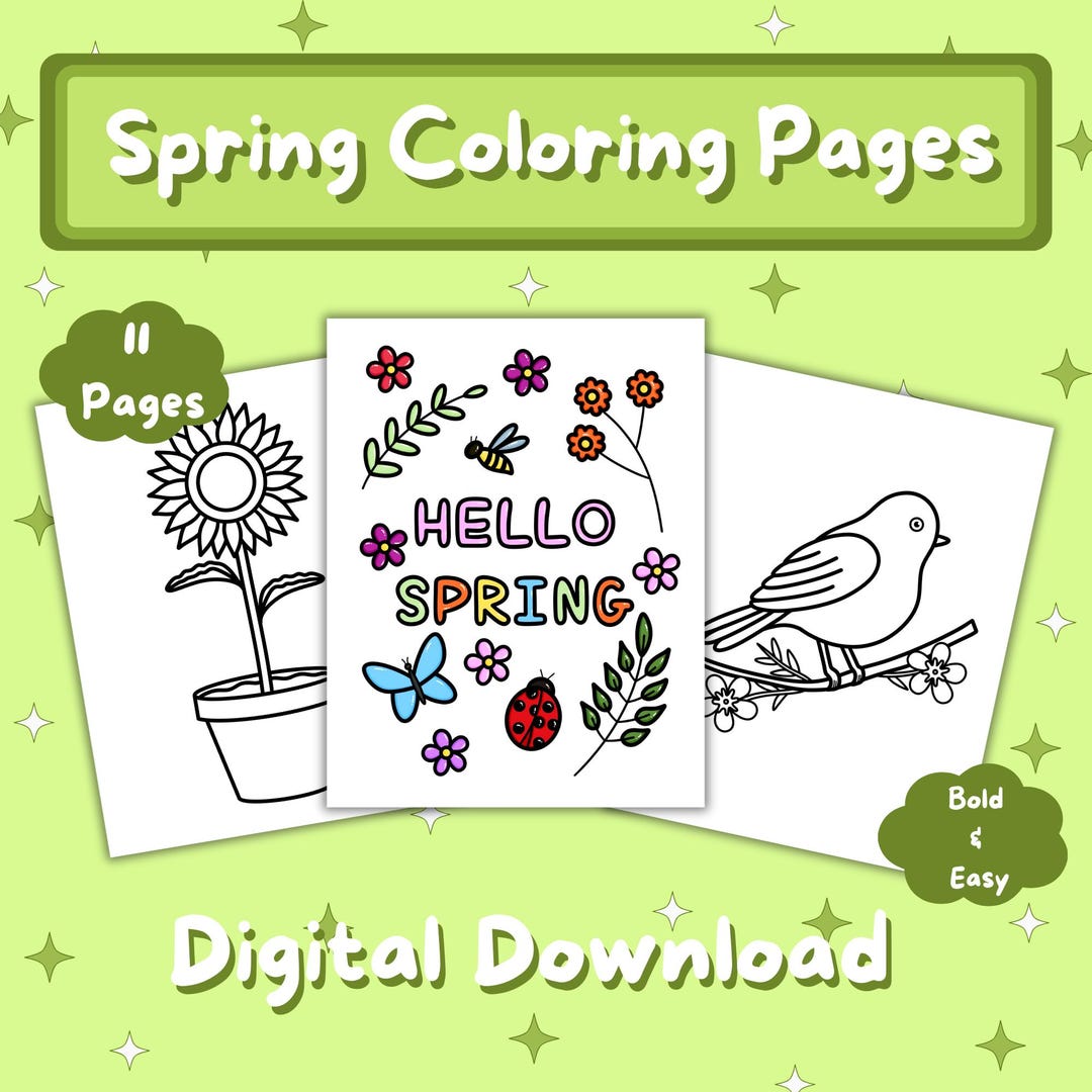 Spring Coloring Pages| Spring Coloring Pages for Kids| Instant Digital ...