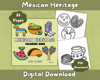 Mexican Heritage Coloring Book, 35 Printable Cultural Art Pages, Digital Download