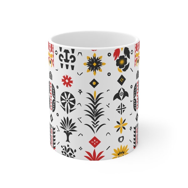 Latin American Tribe Inspired Patterns Mug Aztec Design Tea cup Inca Art Mug Mayan Ornament Mug Mola Zapotec Mug Gift Andean Candombe Taino