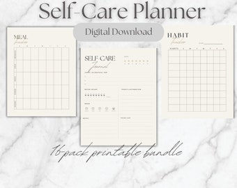 Self-Care Journal Digital Planner Organize Reflect Thrive Printable Productive Instant Download Wellness Mindfulness Mental Health Goals