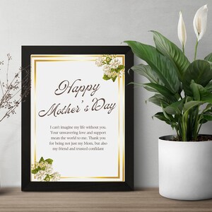 Tarjeta imprimible para el Día de la Madre, tarjeta floral para el Día de la Madre, flores silvestres botánicas, impresión de regalo para el Día de la Madre para mamá, decoración del hogar para el Día de la Madre