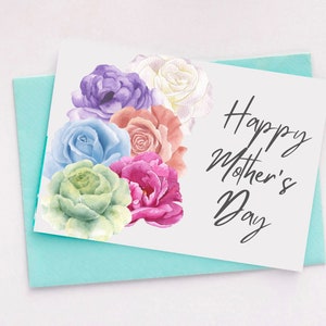 Tarjeta imprimible con diseño floral para el Día de la Madre, saludo sincero para el Día de la Madre, descarga digital para mamá, hermoso diseño floral, descarga instantánea