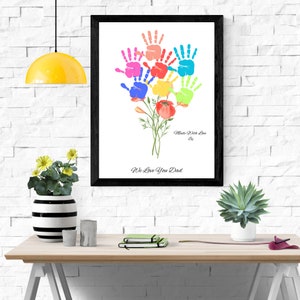 Carte imprimable fleur à la main pour la fête des pères, cadeau bricolage pour papa, carte d'anniversaire, fleur souvenir de remerciement, bouquet floral cadeau bricolage par enfant