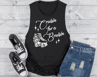 Camiseta sin mangas con divertido juego de palabras sobre Roller Derby