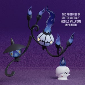 Chandelure Line(Litwick/Lampent/Chandelure) - (unpainted) tabletop miniatures - Fontura3D - 36mm-45mm-75mm