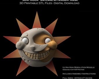 FNAF Sun/moon Mask STL 3D Model and Instructions for Cosplay