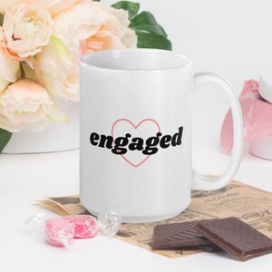 Engaged Heart Mug, Engagement Gift for Couple, Girlfriend Fiancee Mug, Boyfriend Fiance Mug, Husband Wife Mugs, 11 OZ Ceramic Mug,