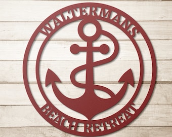 Letrero náutico de metal personalizado: decoración de pared personalizada para casa, barco o cabaña, idea de regalo única para una casa junto al lago, letrero de ancla personalizado