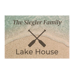 Personalized Beach Front Door Mat, Lake House Welcome, Beachy Decor, Lake Life,  Family Name Home Doormat, Lake House Decor, Lake House Sign
