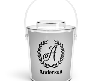 Cubitera personalizada con pinzas, regalo para recién casados, decoración para el bar del hogar, cubeta de hielo de acrílico, regalo de inauguración o aniversario, de un agente inmobiliario.