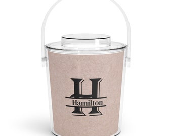 Cubitera con tapa, regalo de inauguración de la casa, para recién casados, regalo personalizado, regalo de aniversario, cubeta de hielo de acrílico con pinzas, regalo de un agente inmobiliario