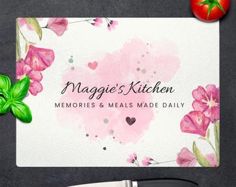 Tabla de cortar de vidrio, tabla de cortar personalizada, decoración de cocina, regalo para pareja, elegante y duradera, facilita la preparación, regalo personalizado