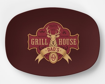 Dad's Grill House Platter BBQ Grilling Platter Regalo para papá Plato para el Día del Padre Regalo para él para regalo de cumpleaños para Grill Master Dad