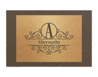 Dörrmatta med monogrammotiv, välkomstmatta 40x60 cm, personligt bröllop - inflyttningspresent, förstagångsköpare, mäklarpresent