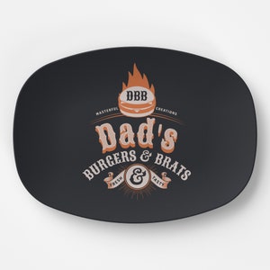 Dad&#39;s Burgers & Brats Platter BBQ Grilling Platter Gift for Dad Plate for Father&#39;s Day Gift for Him for Birthday Gift for Grill Master Dad