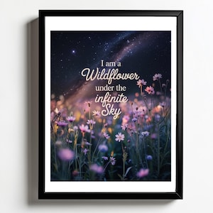 Wildblumen Wand Kunst Druck | Himmlisches Blumenplakat | Verträumte Himmelsästhetik | Inspirierendes Naturzitat | Raum Dekor