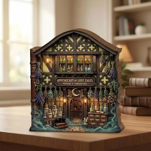 Custom Apothecary Book Nook Miniature, Magic Potion Shop Bookshelf Insert, Fantasy Library Diorama, Witchy Decor Gift for Book Lovers Decor