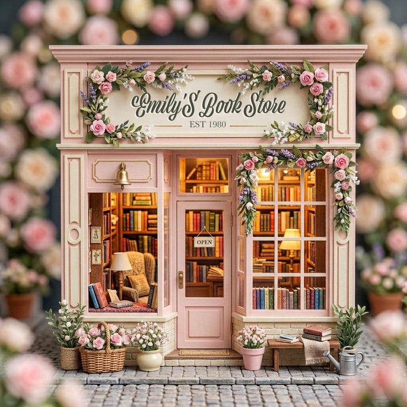 Personalized Bookshop Sign, Miniature Wooden Bookstore Decor, Custom ...