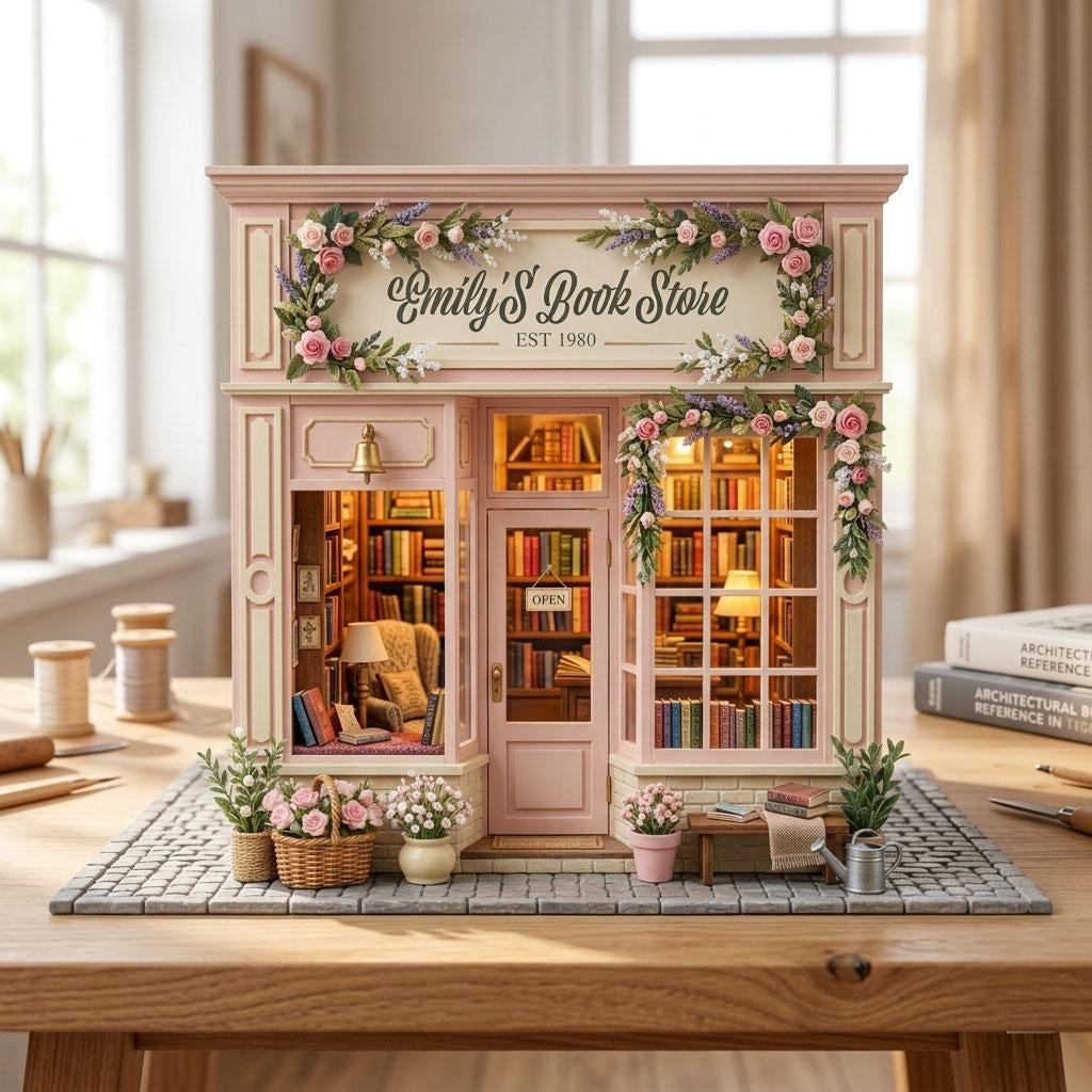 Personalized Bookshop Sign, Miniature Wooden Bookstore Decor, Custom ...