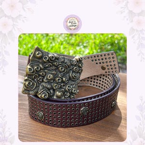 Vtg Y2K Betsey Johnson Studded Ruffle Belt Punk Coquette Black Leather Leopard Betsey Johnson | Accessories | Betsey Johnson Belt Large  main image 3