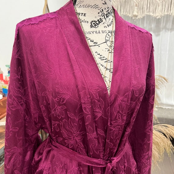 Vintage 1980s Victoria’s Secret Purple Robe Lace … - image 2