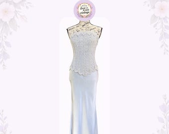 Vintage Blue Lace Corset & Satin Skirt Handmade in 2000