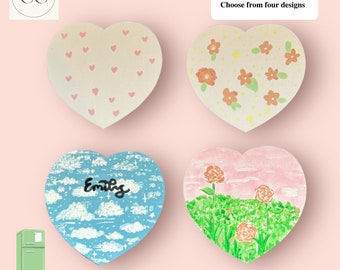 Cute heart shaped magnets pink heart design magnet pink flower garden landscape pink sky cloud white art magnet gift for nature lovers