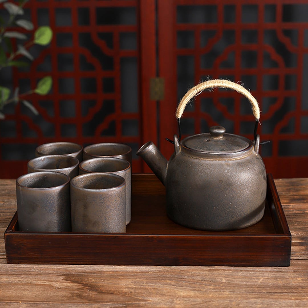 Retro Tea Set Japanese Teapot Tea Set Rust Belt Filter Tea Set Ceramic ...