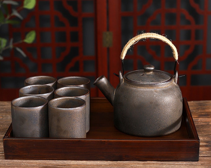 Retro tea set | Japanese teapot tea set | Rust belt filter tea set | Ceramic tea set | Personalized tea set | Tea party tea set |