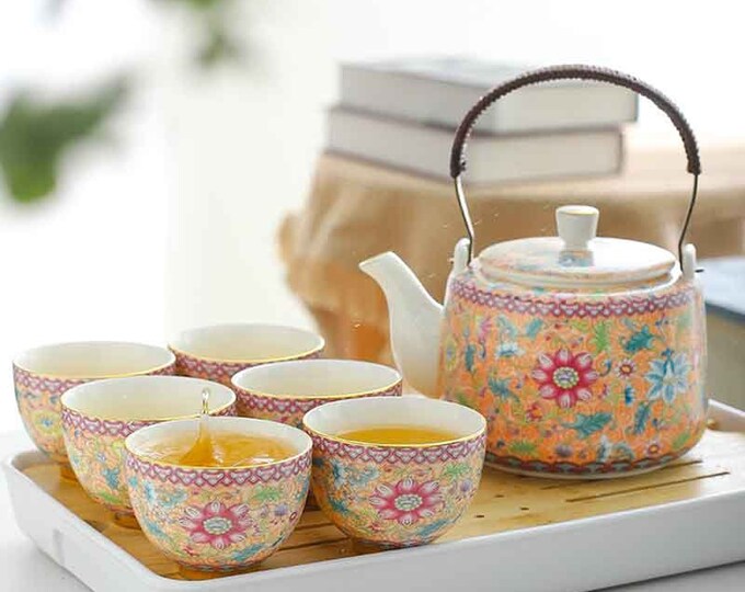 Kung Fu tea set | Tea set | Ceramic tea set | Retro tea set | Japanese tea set | Tea party tea set | Gift for tea lovers