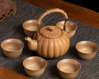 Fireside teapot | Kung Fu tea set | Ceramic set | Tea set | Retro tea set | Flower tea set