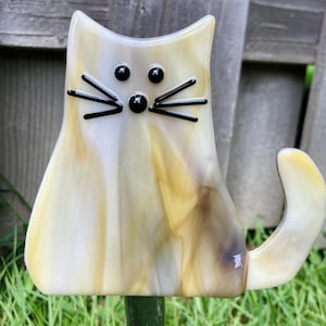 Cat Fused Glass Plant Stake