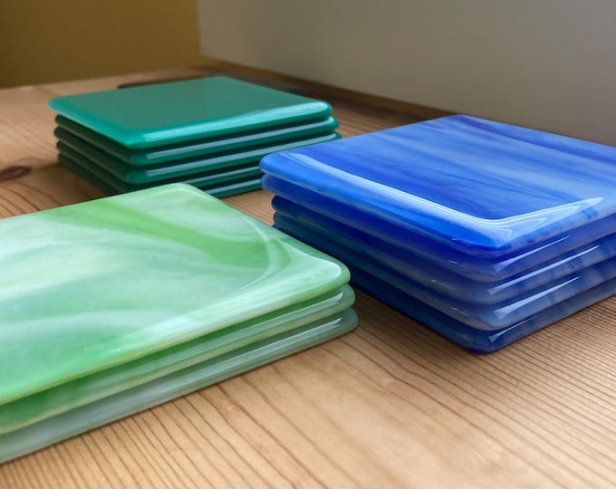 Fused Glass Coaster: Handmade 4" Square Art, Mix & Match Colors
