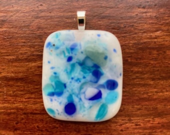 Handcrafted Fused Glass Pendant – Blue Sea Glass
