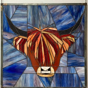 Highland Cow Stained Glass Wall Hanging | Scottish Highland Cow Glass Wall Art | Scotland Kuh Art | LOCAL DELIVERY ONLY Portland, Oregon