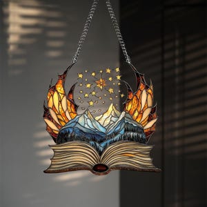 Bookaholic Suncatcher Ornament, Bookshelf Decor, Book Lover Gift, Night Court Acrylic Window Hanging, Christmas Gift
