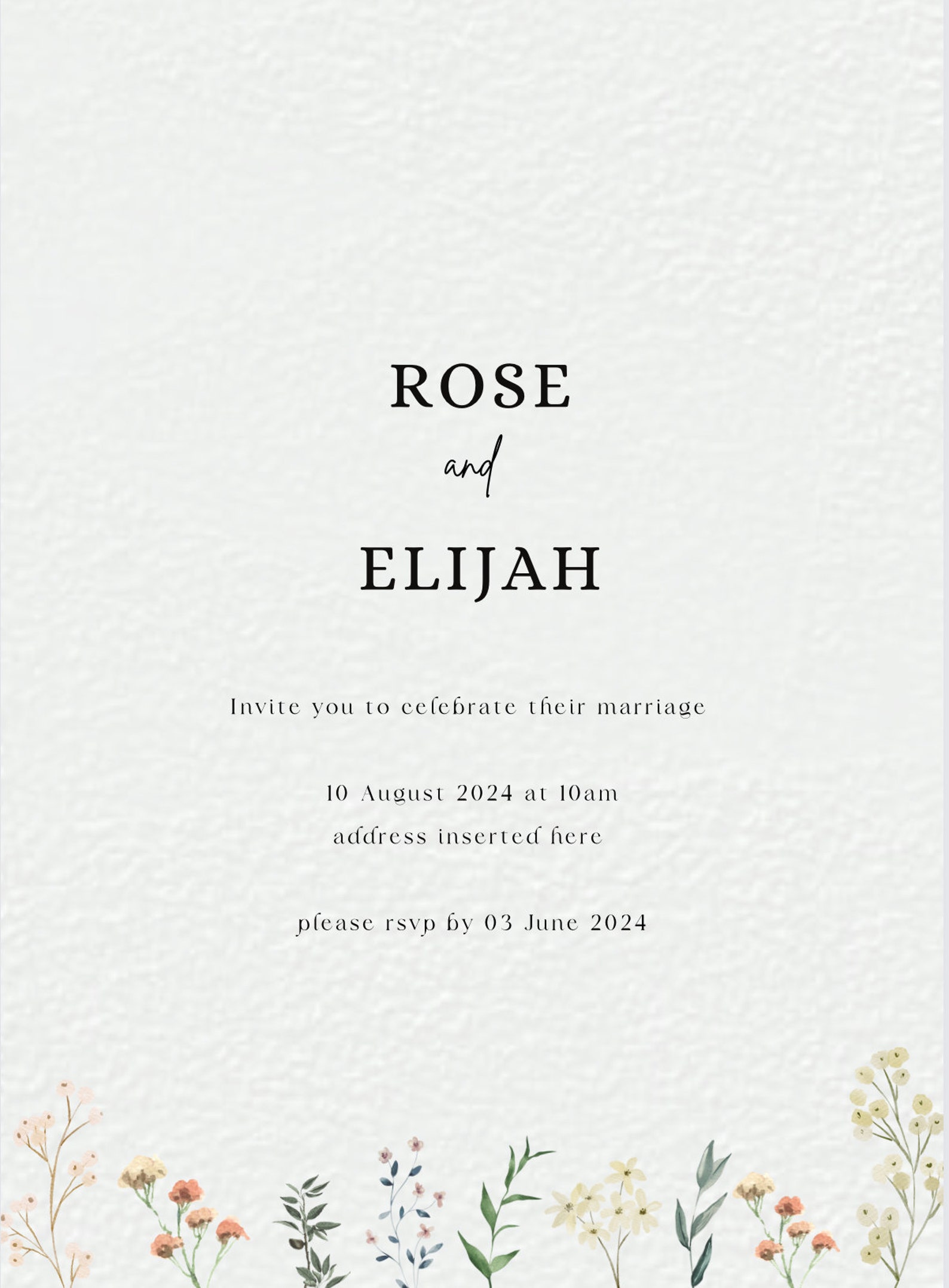 Simple Floral Wedding Invitation PHYSICAL 50 Invites - Etsy